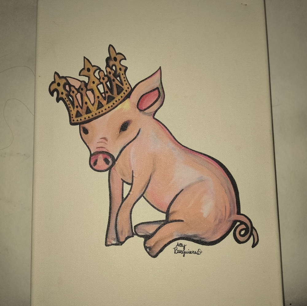 Princess Pig Signed Painting.